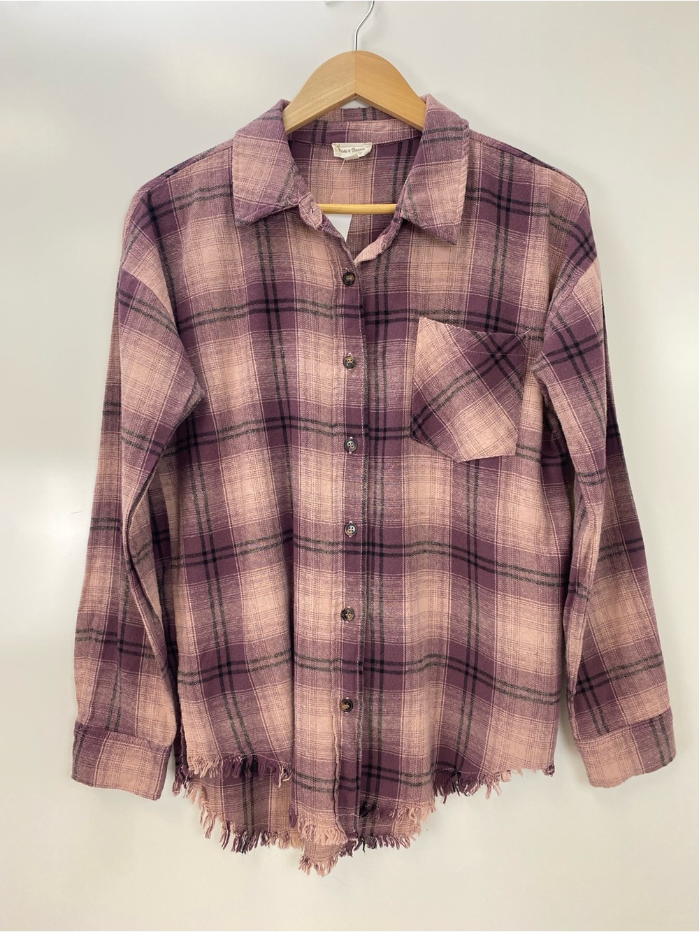 Hem & Thread Purple Plaid Button-Down Shirt Jacket